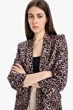 Relax Fit Leopar Desenli Blazer Ceket