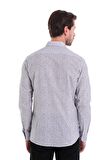 Kahverengi Desenli Slim Fit Gömlek | S
