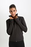 DeFactoFit Fitted Dik Yaka Çift Cepli Fermuarlı Sporcu Hırka B3985AX25SPAR231