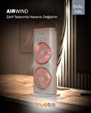 Truebo AirWind - Masaüstü Buhar Püskürtmeli Taşınabilir Şarjlı Led Işıklı Çift Fanlı Vantilatör