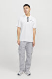 Jack & Jones Erkek Jcofusıon Regular Fit Fermuarlı Polo Yaka Kısa Kollu T-Shirt 12273127 Beyaz