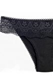 Kadın Siyah-gece Mavisi-fusya 2236 Dantelli Slip 3lü Paket Külot