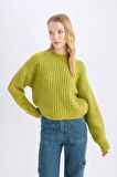 DeFacto Coool Oversize Geniş Kalıp Bisiklet Yaka Triko Kazak V1811AZ24CWGN311