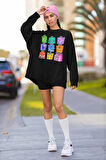 Ters Yüz Insiide Out Baskılı Unisex Oversize Çizgi Film Sweatshirt