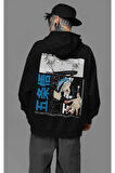 Anime Tasarım Baskılı Unisex Oversize Gojo Satoru Karakter Hoodie
