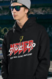 Never Give Up Yazılı Unisex Oversize Hoodie