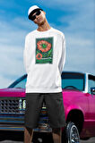 Pretty Flower Baskılı Unisex Oversize Sweatshirt