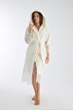 Dantelli Uzun Kapüşonlu Triga Bambu Cotton Kadın Bornoz