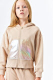 Serbend SGK-1357 SERBEND KİDS KIZ FERMUARLI KAPÜŞONLU SWEAT