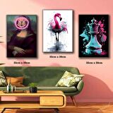 şah mat sanatsal kuğu resimları tablosu 3 adet 35cmx50cm kumaş baskılı canvas tablo