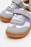 mnpc Unisex Çocuk Beyaz-Lila Hakiki Deri Günlük İlk Adım Ayakkabı