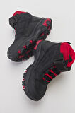 mnpc Erkek Çocuk Siyah-Kırmızı Suya Dayanıklı Microfiber Trekking Bot