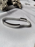 Luna Jewelry Erkek Gümüş Renk Steel Bond 316L Çelik Bileklik