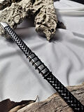 Luna Jewelry Erkek Siyah  Titan Weave 316 L Çelik ve Deri Bileklik