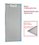 Ankastre Aspiratör Alüminyum Yağ Filtresi 205 mm x 478 mm  Uyumlu