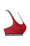 HNX Kırmızı Love Lastikli Çapraz Askılı Sporcu Sütyen
