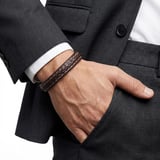 %100 Deri̇ Saç Örme Kahve -  Kahve Bi̇lekli̇k Mıknatıs Kapama 21 Cm Ebi_8205