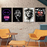 aslan kaplan gym mod tabela HD baskılı 4lü kumaş baskı tablo resim