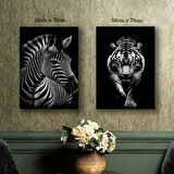 zebra kaplan kanvas tuval tablo resim 2 adet 50x70 HD baskı
