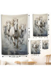 Suda Koşan Beyaz Atlar Duvar Örtüsü-8000
