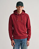 Erkek Regular Fit Kapüşonlu Logolu Sweatshirt-Bordo  | XXXL