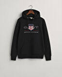 Erkek Regular Fit Kapüşonlu Logolu Sweatshirt-Siyah  | S