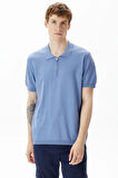 Erkek Classic Fit Kısa Kollu Triko - Mavi | XS