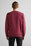 Erkek Bisiklet Yaka Logolu Sweatshirt - Bordo | S