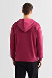 Erkek Regular Fit Kapüşonlu Logolu Sweatshirt - Bordo  | M