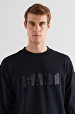 Erkek Relaxed Fit Bisiklet Yaka Logolu Sweatshirt - Siyah | M