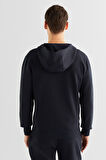 Erkek Relaxed Fit Kapüşonlu Logolu Sweatshirt - Siyah  | XL