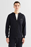 Erkek Relaxed Fit Kapüşonlu Logolu Sweatshirt - Siyah  | XL