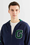 Gant Erkek  Lacivert Relaxed Fit Kapüşonlu Logolu Sweatshirt
