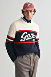 Gant Erkek Lacivert Relaxed Fit Bisiklet Yaka Logolu Kazak