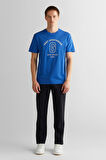 Erkek Regular Fit Bisiklet Yaka Logolu T-Shirt - Mavi | XL