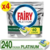 Fairy Platinum 240 Yıkama Bulaşık Makinesi Deterjanı Tableti / Kapsülü Limon Kokulu