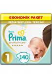 Prima Bebek Bezi Premium Care 1 Beden 140'lı Yenidoğan Mini Jumbo Paket