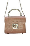Vos Versa Kadın Gold Zincir Askılı El ve Omuz Çanta Krokodil Desenli 