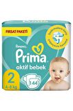 Prima Aktif Bebek Fırsat Paket 2 Beden 144'lü 72X2 Paket 4-8 Kg Yenidoğan Bebek Bezi  