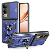 Vivo V50 Lite 4G Kılıf Yüzüklü Standlı Manyetikli Kamera Sürgülü Armor Zırh