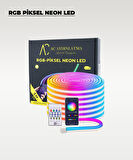 USB Neon RGB Piksel Şerit Led - Animasyonlu - Sese Duyarlı - 5 Metre (Aplikasyon - Kumandalı))