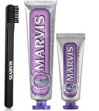 Marvis Jasmin Mint Nane Aromalı Beyazlatma Doğal Diş Macunu 85 ml & Diş Macunu 25 ml ve Diş Fırçası 