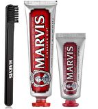 Marvis Cinnamon Mint Nane & Tarçın Aromalı Beyazlatma Doğal Diş Macunu 85 ml & Diş Macunu 25 ml ve Diş Fırçası 