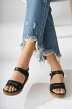 Agna Kadın Hakiki Deri Rahat Mantar Taban Ayarlanabilir Bantlı Sandalet