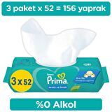 Prima Temiz Ve Ferah Islak Mendil 3 Paket 156 Yaprak Islak Mendil