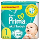 Prima Aktif Bebe 1 Numara Yenidoğan 200'lü Bel Bantlı Bez