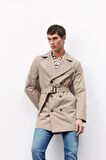 DeFacto Slim Fit Dar Kesim Düğmeli Kemerli Trençkot D5528AX25SPBG193