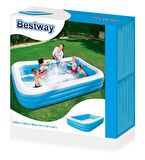 Su Pompalı-Bestway 54009 Deluxe Dikdörtgen Şişme Aile Havuzu