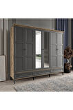 TOPRAK 6 KAPAKLI ANTRASİT GARDIROP TAMAMI MDF