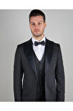 Slim Fit Siyah Damatlık Düz Desenli